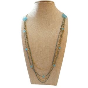 Elegant Gold and Blue Layered Necklace